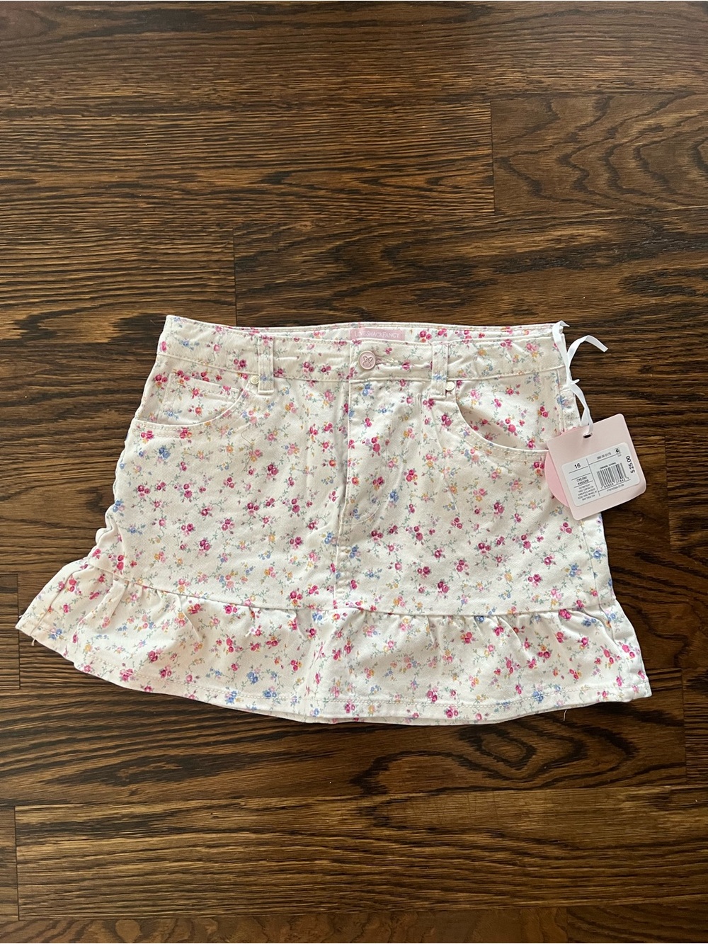 LoveShackFancy X Target Olivia Sunrise Patchwork Ruffle Hem Denim Skirt